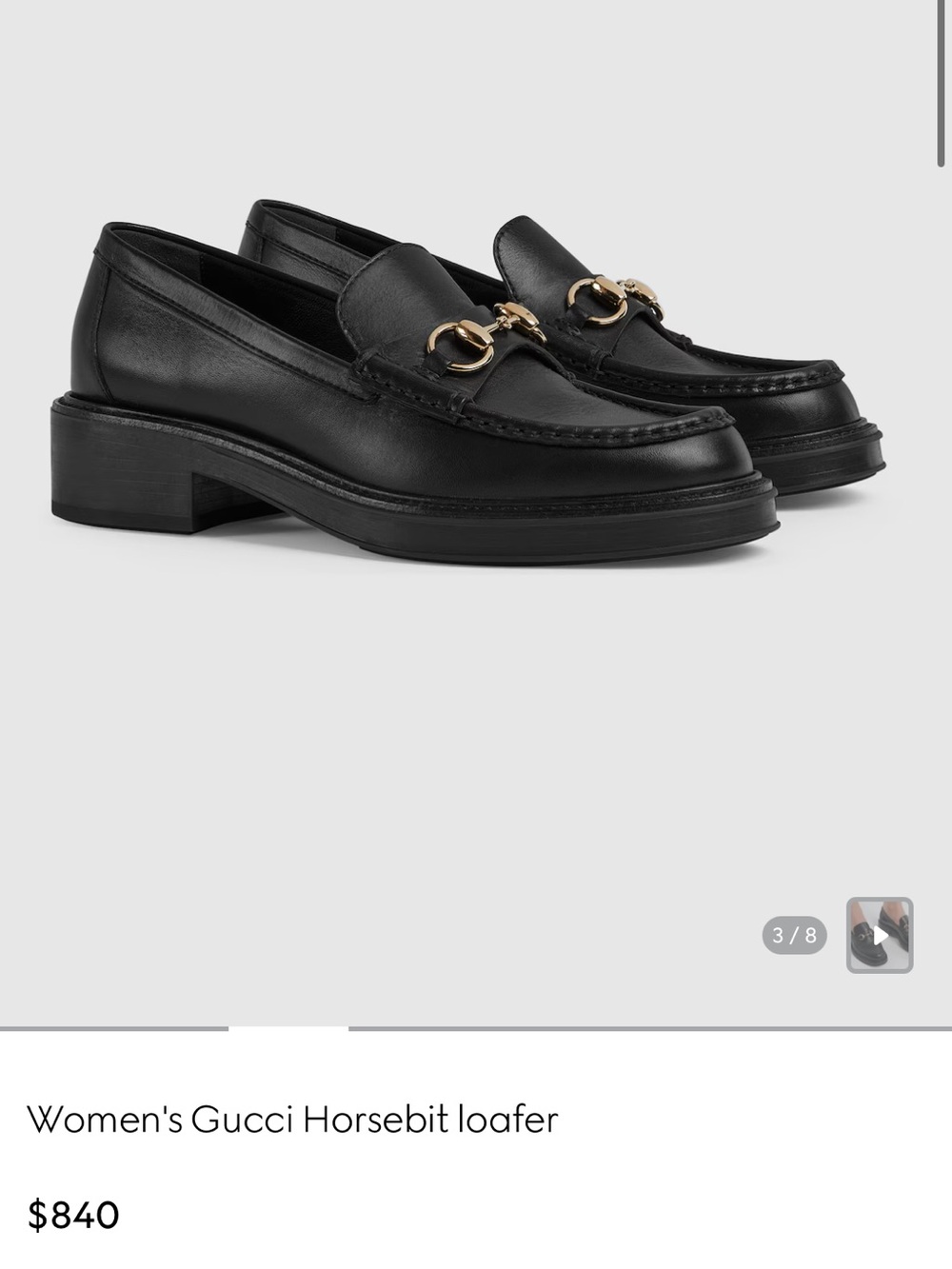 Gucci Womens Horsebit Leather Rubber Sole Loafers Size 7 Black *Preowned*